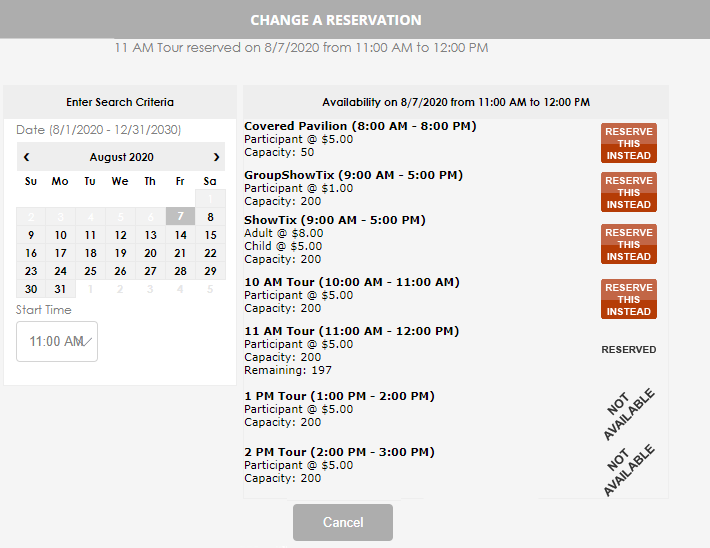 Changing a reservation on Sales Station