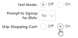 Setting a donation to skip the shopping cart step